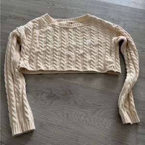 Free People Ivory Cable Knit Sweater